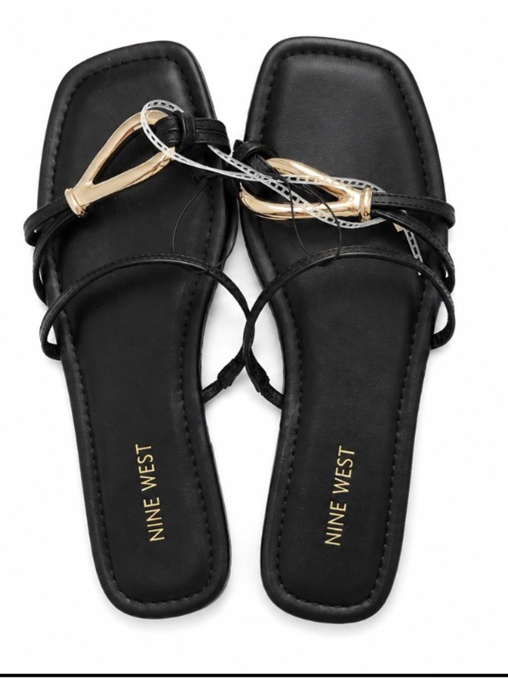 Nine West Black Strappy Sandals with Gold Hardware brand new size 8.5